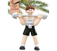 Personalised Weight Lifting Ornament 2025 - Fast & Free 24h Customisation - Crossfit Christmas Ornaments for Tree - Custom Gift Wrapped Weightlifter Keepsake (Weightlifting Guy)