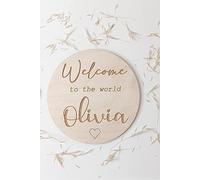 Personalised Welcome To The World Baby Name Plaque | Hello World Sign | Pregnancy Announcement Prop | Baby Name Disc (Small (11x13cm))