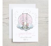Personalised Welcome to the World New Baby Card Elephant Pink Design