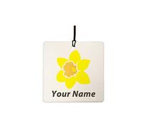 Personalised Welsh Daffodil Car Air Freshener (Custom Crest/Insignia/Emblem/Xmas Christmas Stocking Filler/Secret Santa/Novelty Scented Gift)