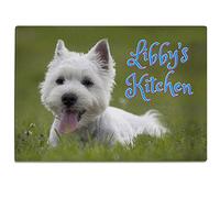 Personalised West Highland Chopping Board Custom Glass Worktop Saver Cutting Kitchen Surface Protector - 30 x 40cm Birthday Gift (Westie ST343)