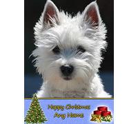 Personalised West Highland Terrier Dog Christmas Card (Happy Christmas, Any Name) - Custom Xmas Card for Him or Her Male Female Kids Boys Girls