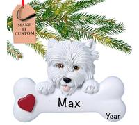 Personalised Westie Dog Bone Ornament 2025 - Fast & Free 24h Customisation - Pet Christmas Ornaments for Tree - Custom Gift Wrapped West Highland White Terrier Keepsake for Dog-Lovers