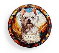 Personalised Westie Dog Coaster Round Stained Glass Dog Drink Mat Puppy Homeware Birthday Gift West Highland Terrier GD97