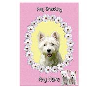 Personalised Westie/West Highland Terrier Dog 'Pink' Greeting Card (Birthday, Christmas, Any Occasion)