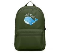 Personalised Whale Backpack for Kids Boys Girls Under The Sea Mini Bag Return to School Nursery, One Size, Olive Green
