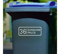 Personalised Wheelie Bin Sticker, Custom Your House Number & Address Waterproof Vinyl Decal, Number and Street Name, Recycle Bin Stickers，Rubbish Bin(G)