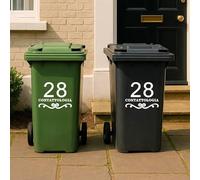 Personalised Wheelie Bin Sticker, Custom Your House Number & Address Waterproof Vinyl Decal, Number and Street Name, Recycle Bin Stickers，Rubbish Bin(A)