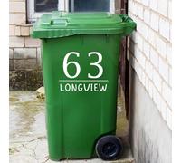 Personalised Wheelie Bin Sticker, Custom Your House Number & Address Waterproof Vinyl Decal, Number and Street Name, Recycle Bin Stickers，Rubbish Bin(I)