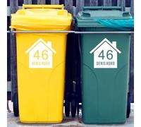 Personalised Wheelie Bin Sticker, Custom Your House Number & Address Waterproof Vinyl Decal, Number and Street Name, Recycle Bin Stickers，Rubbish Bin(B)