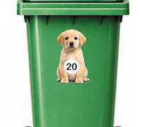 Personalised Wheelie Bin Sticker | Cute Labrador House Number Bin Decal | Dog Waterproof Vinyl Dustbin Label