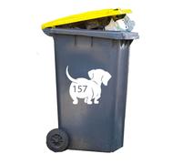 Personalised Wheelie Bin Sticker Dog dachshund Silhouette Funny Custom Number House Number Sticker Wheely Bin Dustbin
