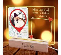 Personalised Where We First Met Map Plaque with Drawing Board，LED Writing Message Note Board with Pens，Romantic Anniversary Engagement Wedding Valentines Decor for Couples Boyfriend Future Husband