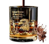 Personalised Whisky Glass - Fondation Américaine 1776-2026 Commemorative | Old Fashioned Glasses 300ml, Glass 8x8x9cm, For Cocktails, Wine, Beer, Weddings, Parties, National Celebrations