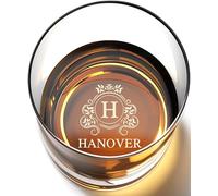 Personalised Whisky Glass for Men | Valentines Gifts for Him | Monogram Laser Engraved Fathers Day Dad, Grandad Whiskey Glass | Retirement, Groomsmen, 90th 75th 65th 21st Birthday Gifts for Men