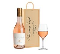 Personalised Whispering Angel Rosé Wine Gift Set 75cl 13% ABV in Engraved Wooden Presentation Box - Luxury Pink Wine Gift for Women Birthday Mothers Day UK