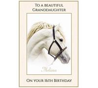Personalised White Beauty Horse Theme Birthday Card