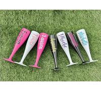 Personalised White Black Pink Prosecco Champagne Flute - Great for Prom - Wedding - Pamper - Bridesmaid - Birthday & BBQ Party (35)