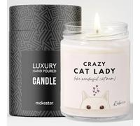 Personalised White Cat Gifts - Luxury Soy Wax Candle - Vanilla, Jasmine, Sugared Almond - Makester