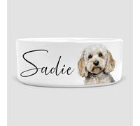 Personalised White Cockapoo Ceramic Dog Bowl