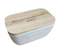 Personalised White Oak Lid Butter Dish - Any Message Engraved