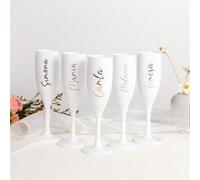 Personalised White Plastic Champagne Flute,Custom Wedding Champagne Flutes,Custom Cup for Bridal Shower & Party (1Pcs)