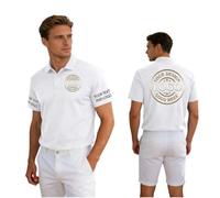 Personalised White Polo Shirt Mens,Custom Left Chest Text and Your Customized Logo Polo T Shirt, Personalized Custom Logo Tshirt, 95% Polyester,5% Spandex Short Sleeve, Athletic Button Down Shirts