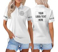 Personalised White Shirts for Women top Many Color Custom Text/Image/Logo Golf Polo Shirt Short Sleeve Button-Up Plain Solid Colours Sports Business Company Office Uniform