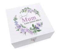 Personalised White Wooden Keepsake Box, Luxury Mum Memory Box with Name, Chrome Hinges, Natural Wood Interior, for Mothers Day Birthday Christmas (Large 30cmx30cmx9cm)