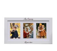 Personalised White Wooden Triple Photo 6 x 4 Frame Custom Engraved Any Message C48