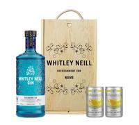 Personalised Whitley Neill Blackberry Gin Gift Set with Folkington's Tonics in Wooden Gift Box - 70cl - Gifts for Women, Birthday, for Her, Pamper Gifts for Women
