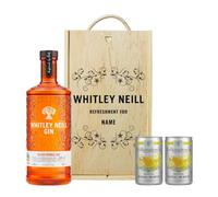 Personalised Whitley Neill Blood Orange Gin Gift Set in Wooden Box with Tonics - 70cl 43% ABV