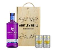 Personalised Whitley Neill Rhubarb & Ginger 0.0 Alcohol-Free Gin & Tonic Gift Set 70cl (0.0% ABV) in Wooden Presentation Box | Custom Non-Alcoholic Gin Gift