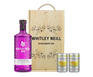 Personalised Whitley Neill Rhubarb & Ginger Gin Gift Set with Folkington's Tonics - 70cl (43% ABV) - Gifts for Women, Birthday, for Her, Pamper Gifts for Women