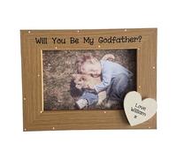 Personalised Will You Be My Godfather? Photo Picture Frame Gift Keepsake Proposal Present 6x4 5x7 Print Natural Oak Cream Colour