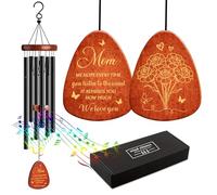 Personalised Wind Chimes Custom Memorial Gift Wind Chimes for Garden Personalised Gifts with Any Text Wind Chime Indoor Outdoor 25.5 Inch for Mothers Day Christmas Birthday (Black, Design 1)