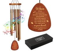 Personalised Wind Chimes for Garden Custom Memorial Gift 25.5 Inch Bereavement Wind Chimes Gifts Sympathy Gift Garden Patio for Loss of Mom Dad Nanny Grandpa Brother Loved One (Champagne Gold 2)