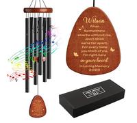 Personalised Wind Chimes for Garden Custom Memorial Gift 25.5 Inch Bereavement Wind Chimes Gifts Sympathy Gift Garden Patio for Loss of Mom Dad Nanny Grandpa Brother Loved One (Black 2)