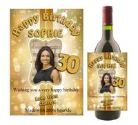Personalised Wine/Champagne Bottle Photo Label ~ Happy 18th 21st 30th 40th 50th Birthday Gift Idea N20 Any Age!