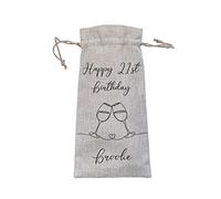 Personalised Wine Gift Bag | Birthday Milestone Burlap Bottle Bag | Custom Printed Name & 18th 21st 30th 40th 50th 60th 65th 70th 80th 90th 100th Birthday