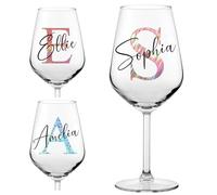 Personalised Wine Glass Initial and Name Birthday Christmas Gifts for Her Girl Women Bestie Cocktail Wine Glass 18th 21st 30th 40th 50th 60th 70th 80th Any Age Party Present Secret Santa Idea