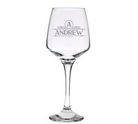Personalised Wine Glass - Large 400ml Engraved Glass for Women or Men Customised Gift, Elegant Stemware Perfect Anniversary Birthday Christmas Retirement Present for Wine Lovers (Name & Initial)