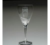 Personalised Wine Glass with Coat of Arms/Family Crest, Modern Wave Design, (1)