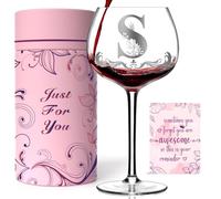 Personalised Wine Glasses for Women - Engraved Original Birthday or Christmas Gift for Mum, Wife, Sister, Daughter or Girlfriend (Letter S)