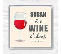 Personalised Wine O'Clock Gift Drinks Coaster. Red Or White Wine