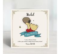 Personalised Winnie The Pooh Birthday Card 2022 Design - A day without a Friend quote