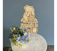 Personalised Winnie the Pooh Cake Topper, Childrens Character Birthday Party, Wooden Kids Cake Decoration, Customisable Cake Topper