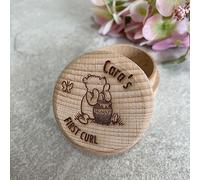 Personalised Winnie the Pooh First Curl Box, Wooden Baby Keepsake Gift | Engraved memory box for baby's first lock of hair, ideal for new parents, christenings, baby showers and naming days.