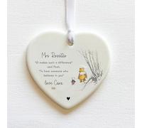 Personalised Winnie the Pooh Teacher Appreciation Heart Keepsake Gift