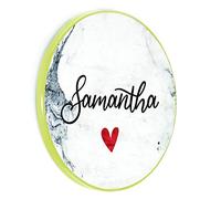 Personalised Wireless Charger For Qi Enabled Phones, Grey Marble Gold Edge Wireless Charger with Red Heart Name, Marble Wireless Charger